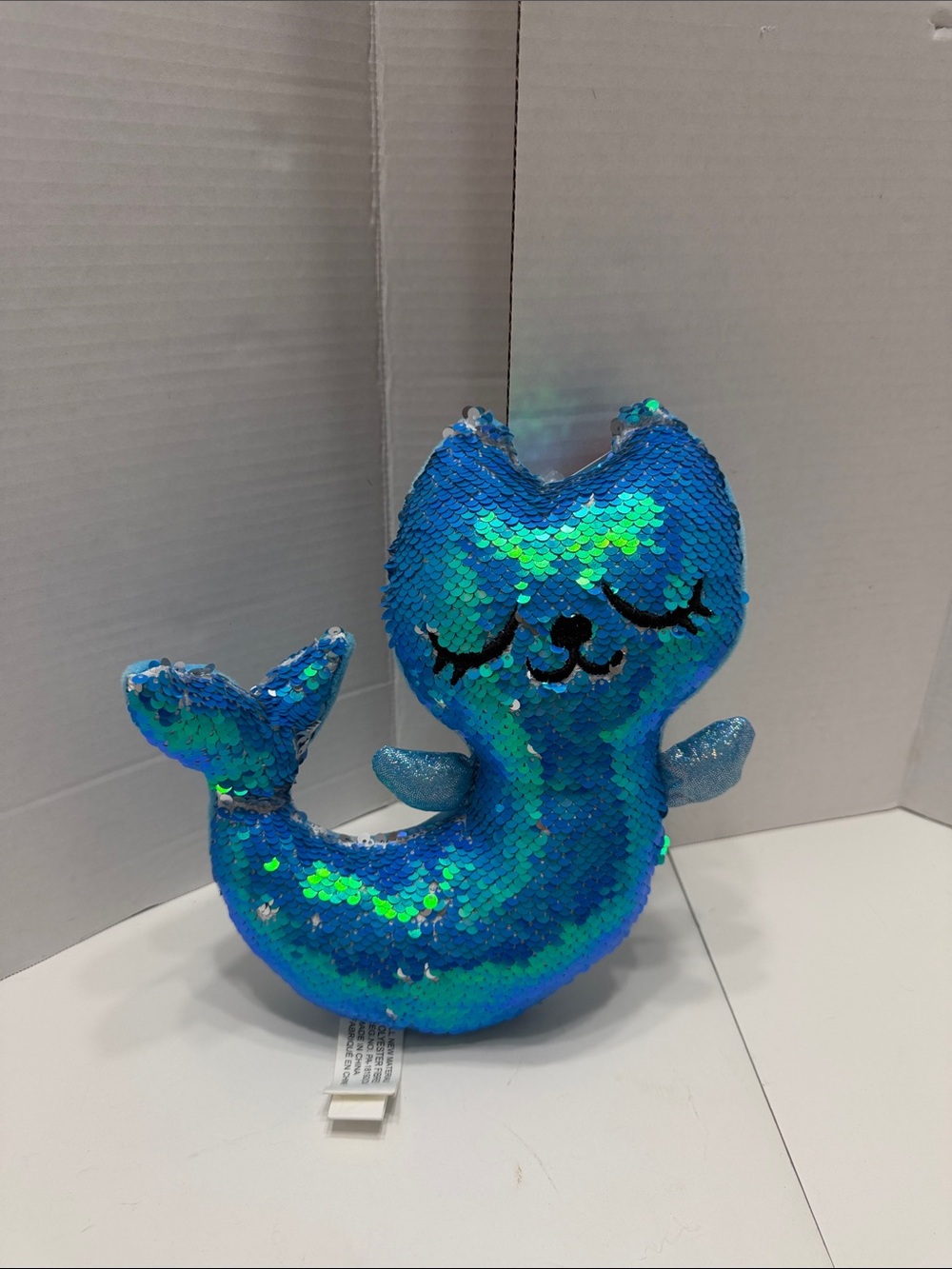 Magic Sequin Blue/Silver Plush Cat Dolphin Stuffed Animal